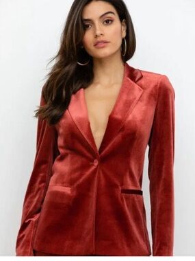 Yumi Kim Trail Blazer Red Velvet Preppy Soft Sexy Front Button Blazer Xtra Large